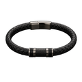 Braided Leather & Gunmetal Bracelet – Black | MAGGYE DOUTI