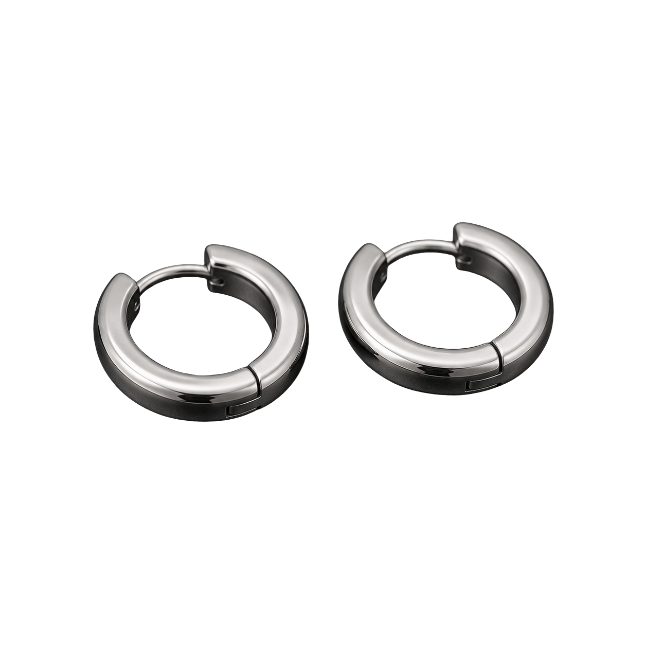 Polished Stainless Steel Hoop Earrings – Silver | MAGGYE DOUTI