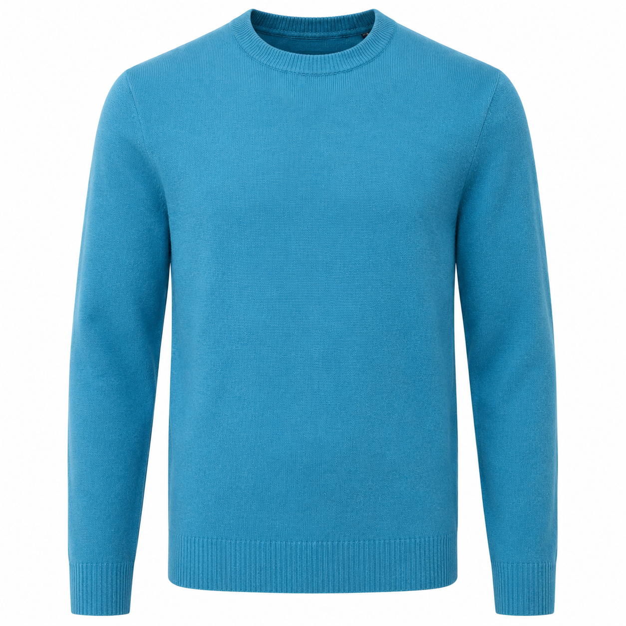 Premium Merino Wool Crewneck Sweater – Cyan Blue | MAGGYE DOUTI