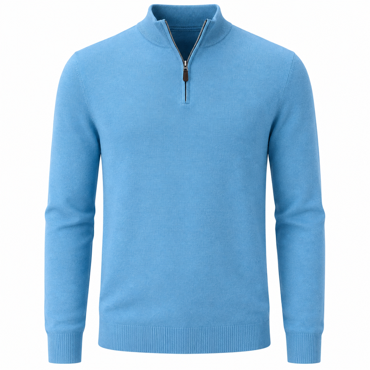 Fine Merino Wool Quarter-Zip Sweater – Sky Blue | MAGGYE DOUTI
