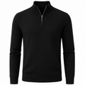 Fine Merino Wool Quarter-Zip Sweater – Black | MAGGYE DOUTI
